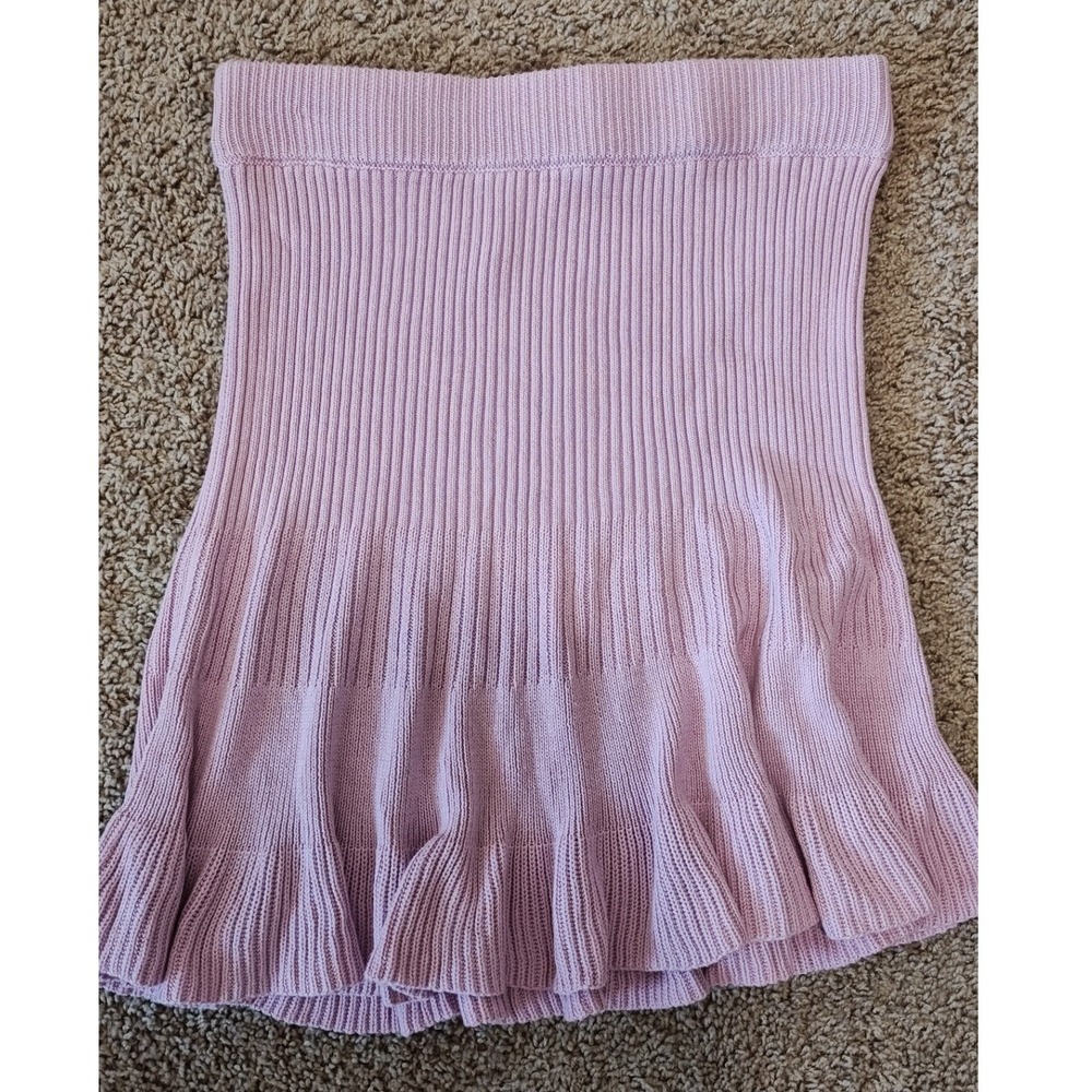 Free People Orchid Ribbed Knit Flounce Mini Skirt XL Lavender Pink Women Youth